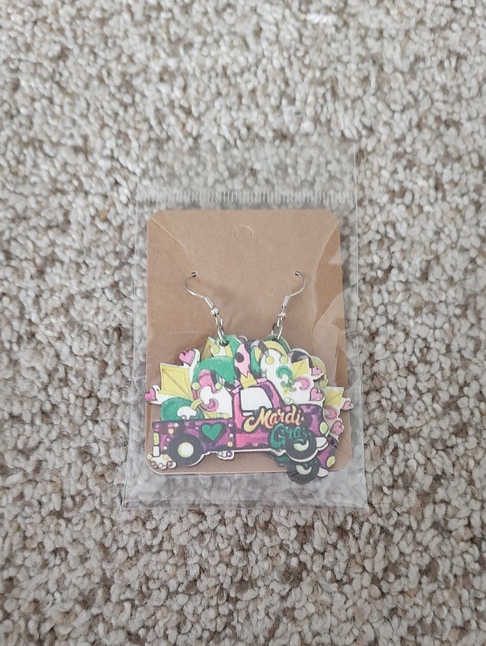 5 For $20 Mardi Gras Multicolor Dangle Earrings